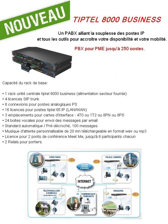 Nouveauté chez HB COM 3000; tiptel 8000 business